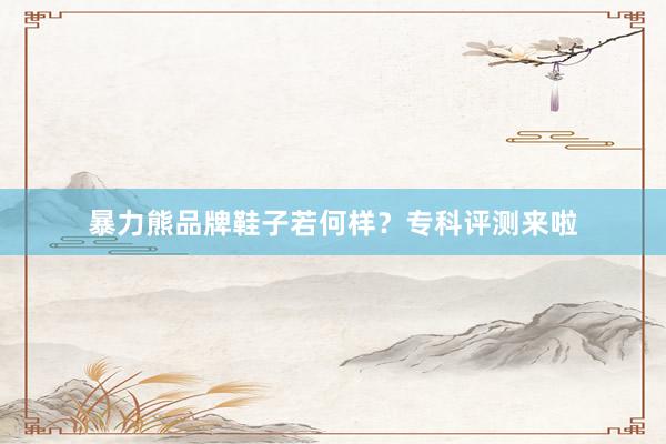 暴力熊品牌鞋子若何样？专科评测来啦